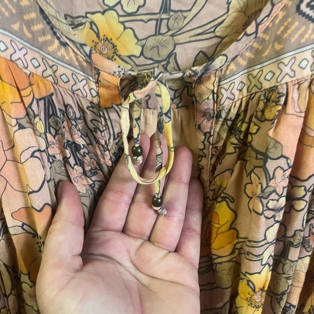 Spell & The Gypsy Amethyst Garden Party Blush‎ Tiered Floral Midi Dress- Size XS - Picture 8 of 10